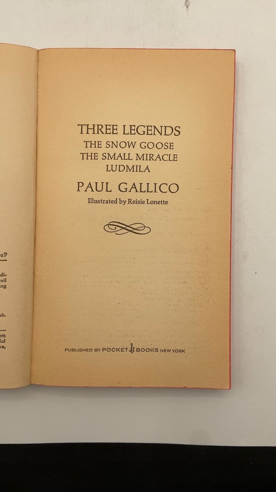 Three Legends by Paul Gallico - title page
