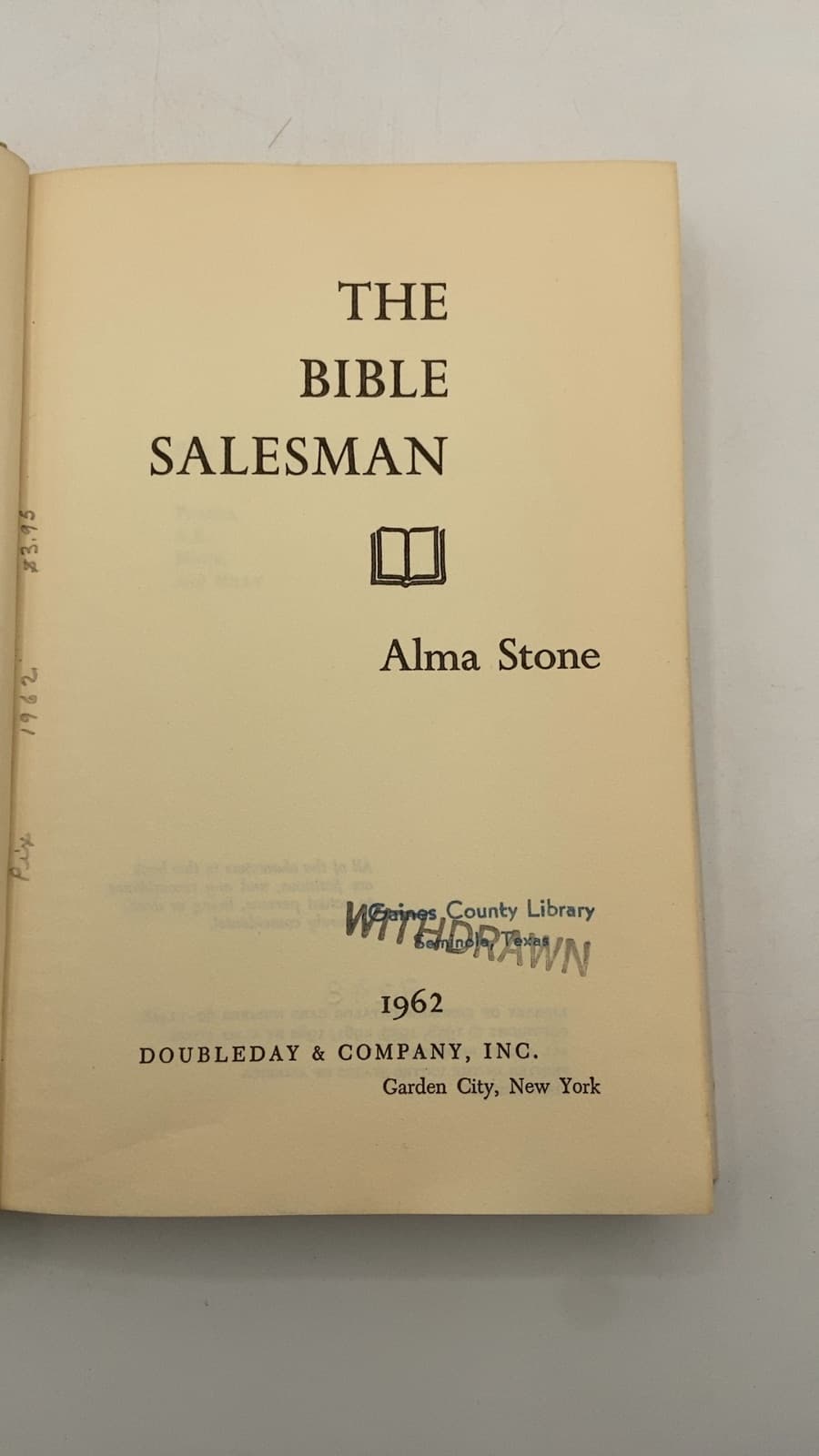 The Bible Salesman by Alma Stone - title page