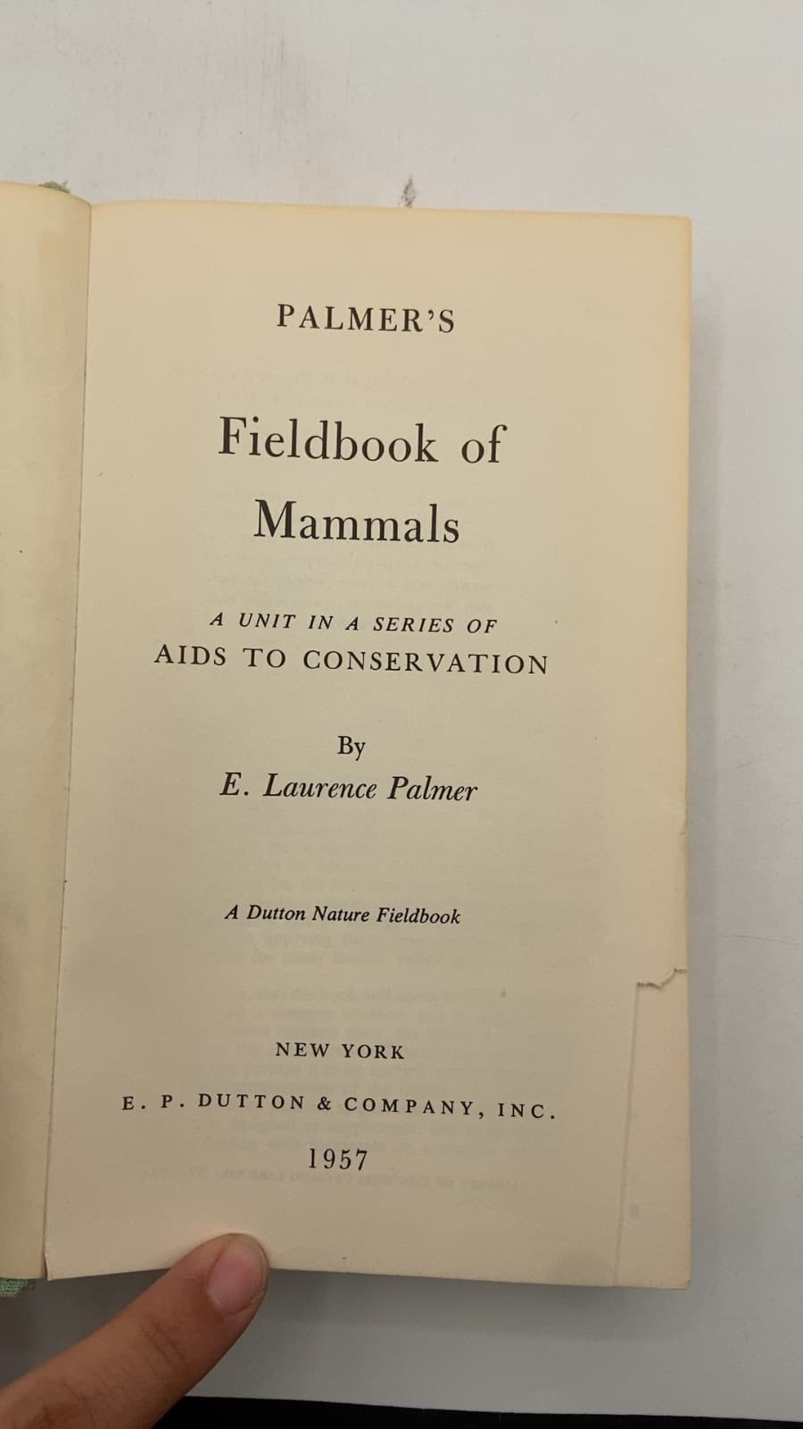 Palmer's Fieldbook of Mammals by E. Laurence Palmer - title page