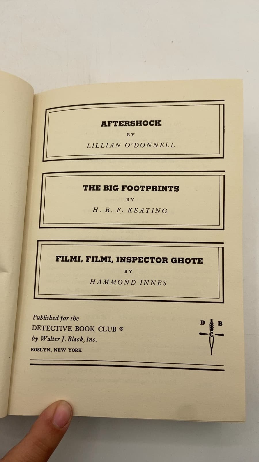 Aftershock / The Big Footprints / Filmi, Filmi, Inspector Ghote by Lillian O'Donnell - title page