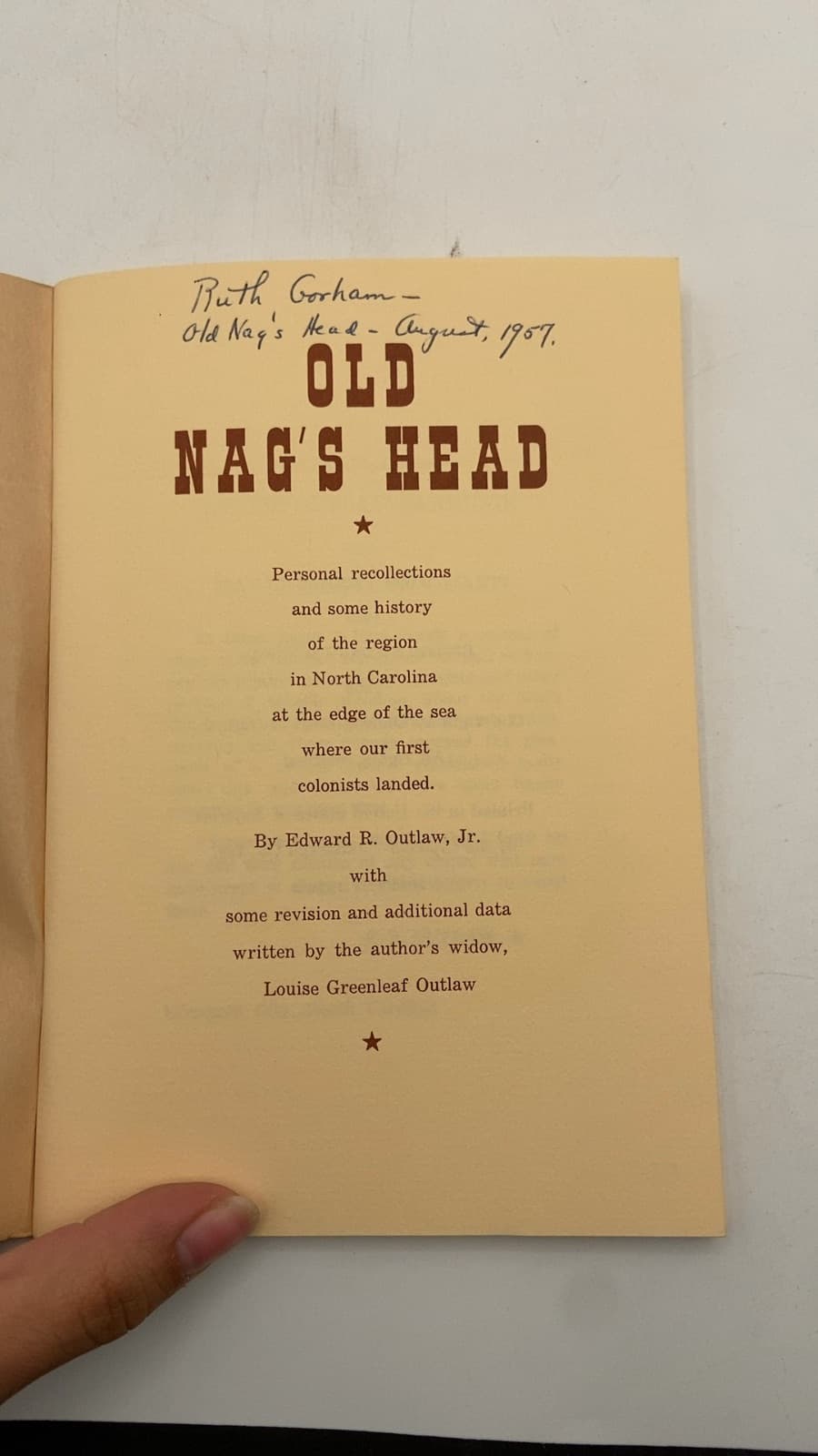 Old Nag's Head by Edward R. Outlaw, Jr. - title page