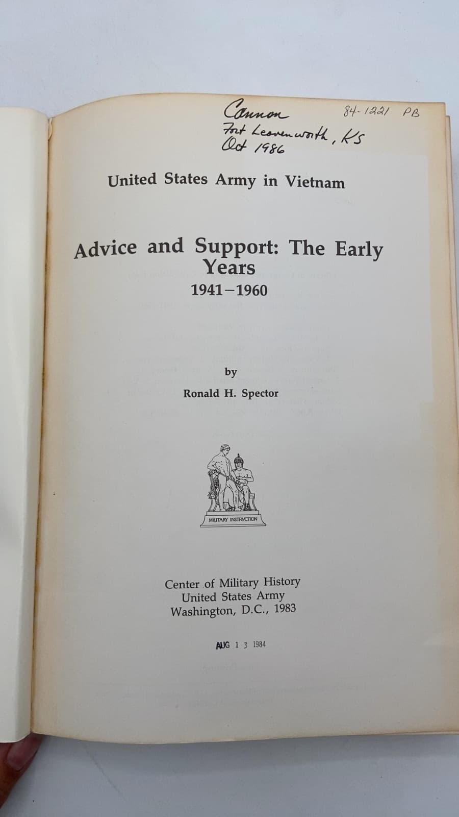 Advice and Support: The Early Years 1941–1960 by Ronald H. Spector - title page