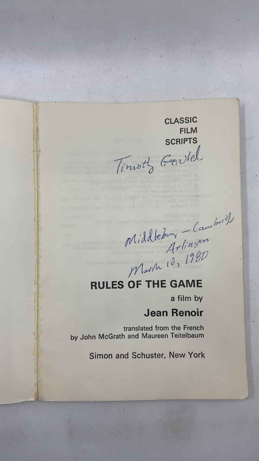 Rules of the Game by Jean Renoir - title page