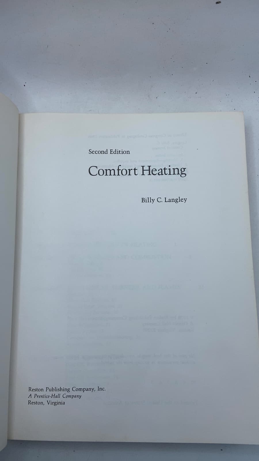 Comfort Heating 2nd ed. by Billy C. Langley - title page