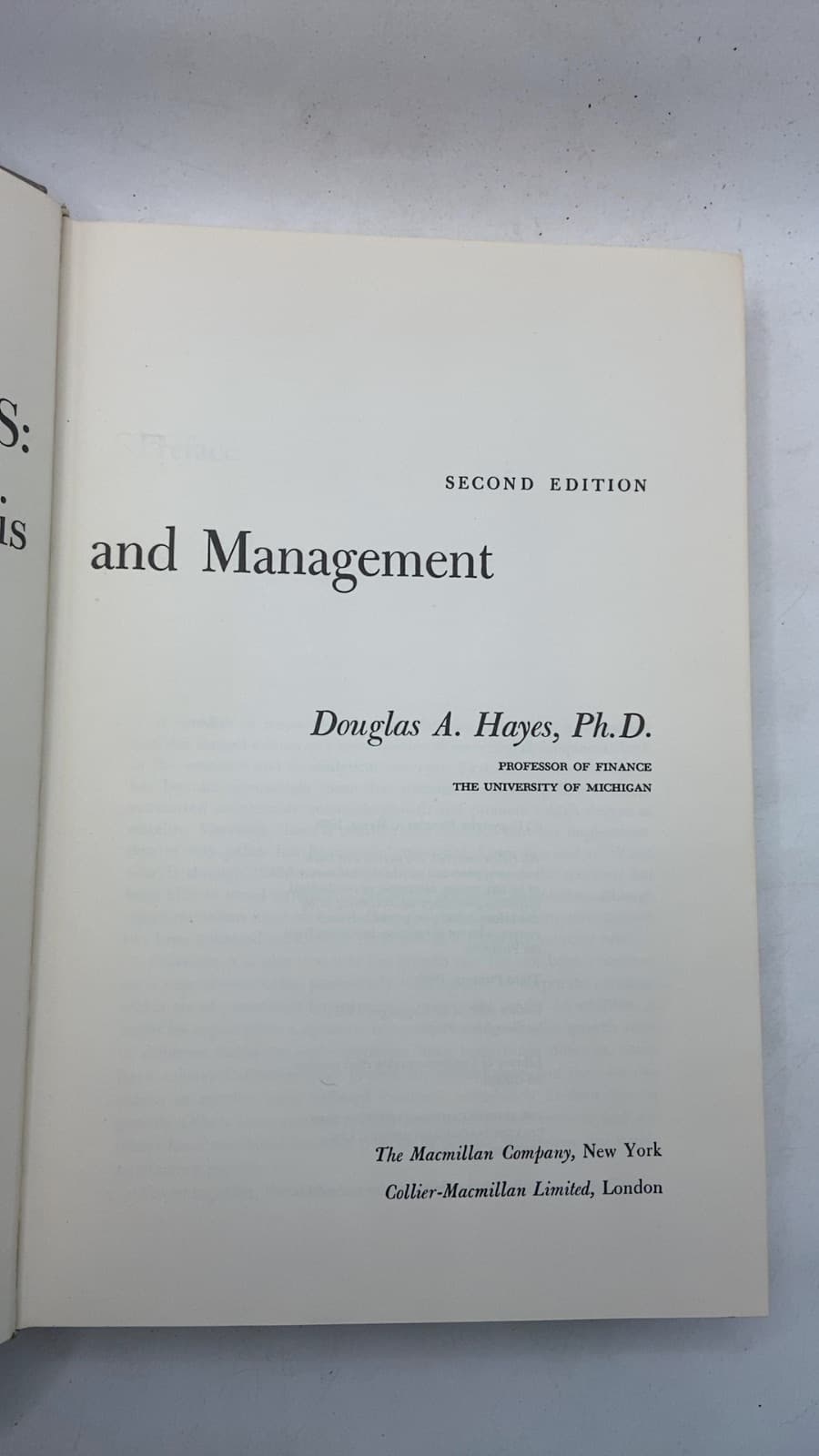 Investments: Analysis and Management 2nd ed. by Douglas A. Hayes, Ph.D. - title page