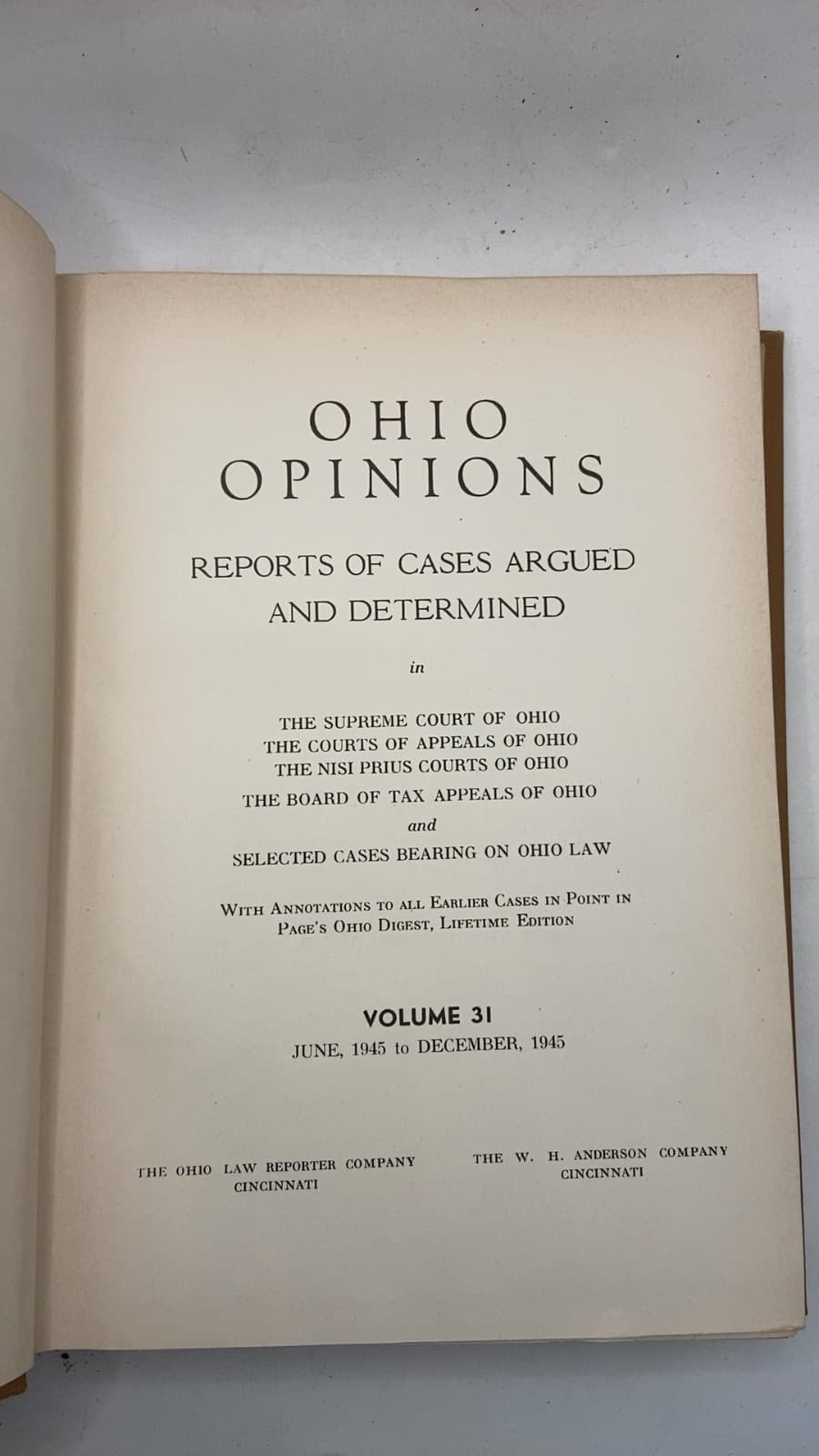Ohio Opinions Vol. 31 - title page