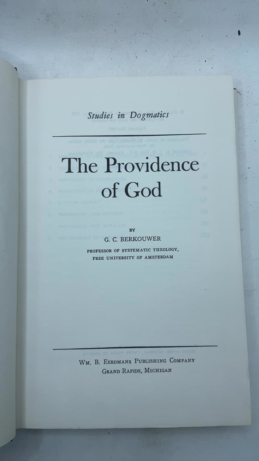 The Providence of God by G. C. Berkouwer - title page