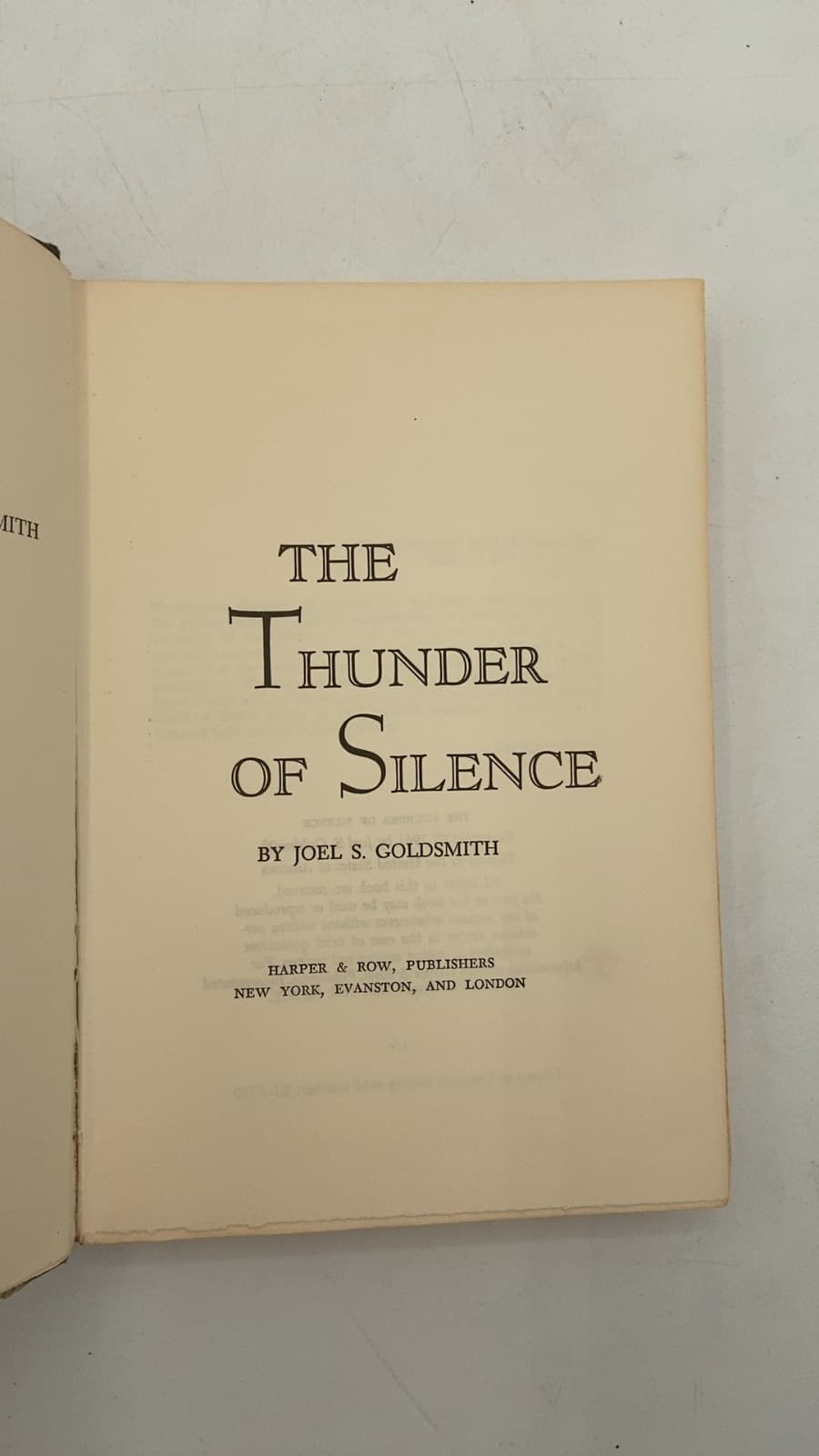 THE Thunder OF Silence by Joel S. Goldsmith - title page