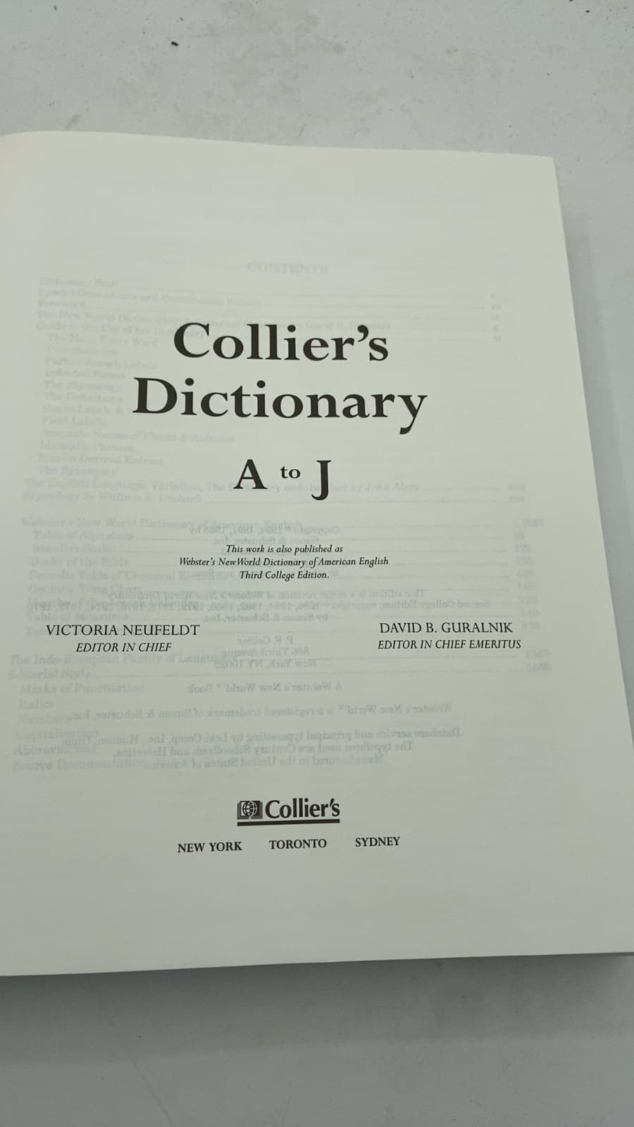 Collier's Dictionary A to J - title page