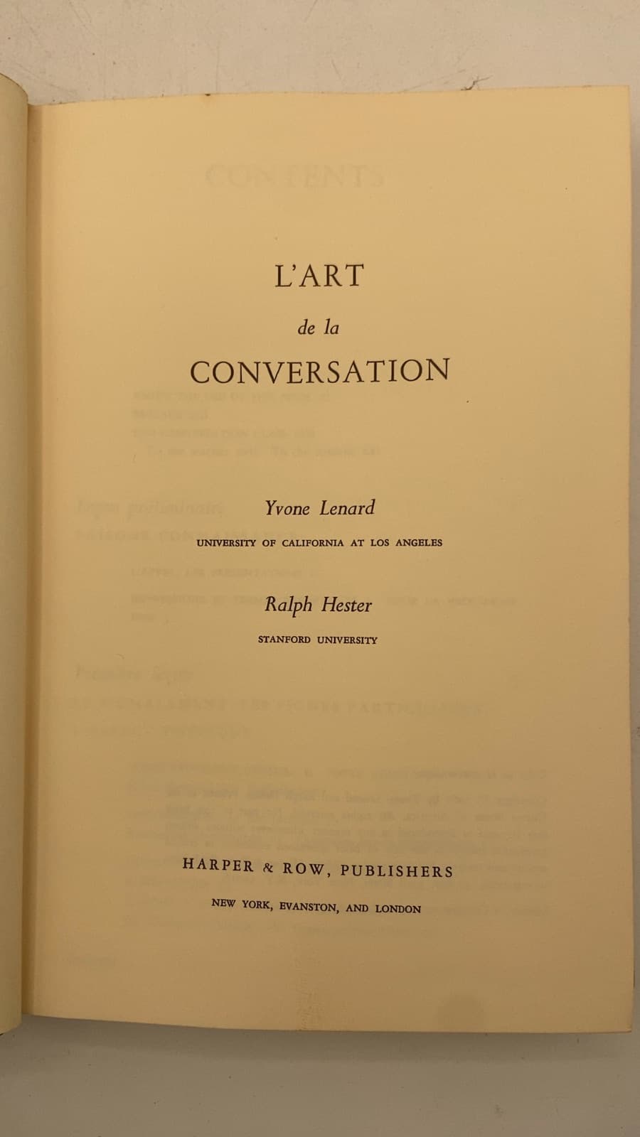 L'Art de la Conversation by Yvone Lenard, Ralph Hester - title page