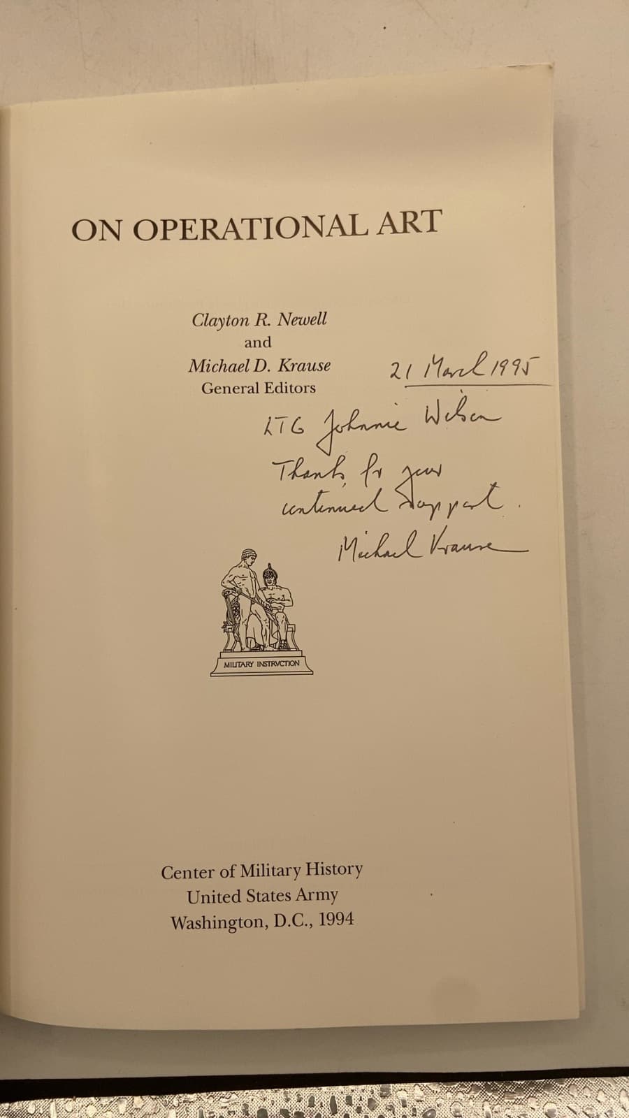 On Operational Art by Clayton R. Newell and Michael D. Krause - title page