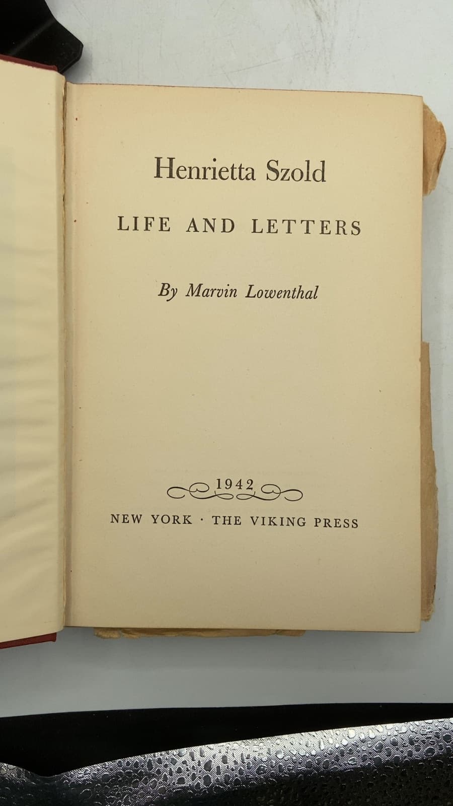Henrietta Szold: Life and Letters by Marvin Lowenthal - title page