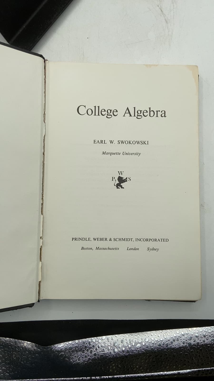College Algebra by Earl W. Swokowski - title page