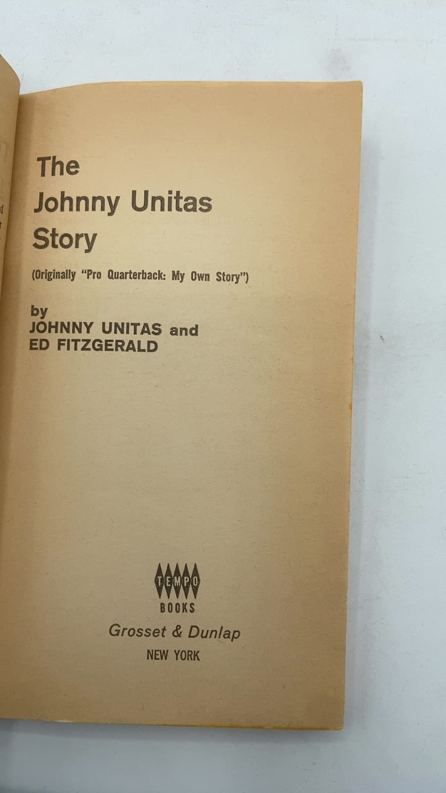 The Johnny Unitas Story by Johnny Unitas and Ed Fitzgerald - title page