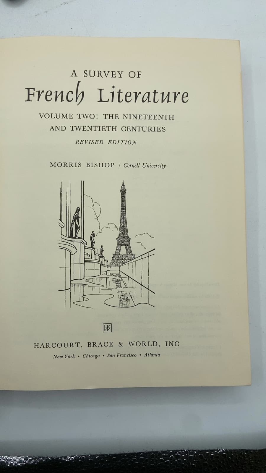 A Survey of French Literature Volume Two: The Nineteenth and Twentieth Centuries by Morris Bishop - title page