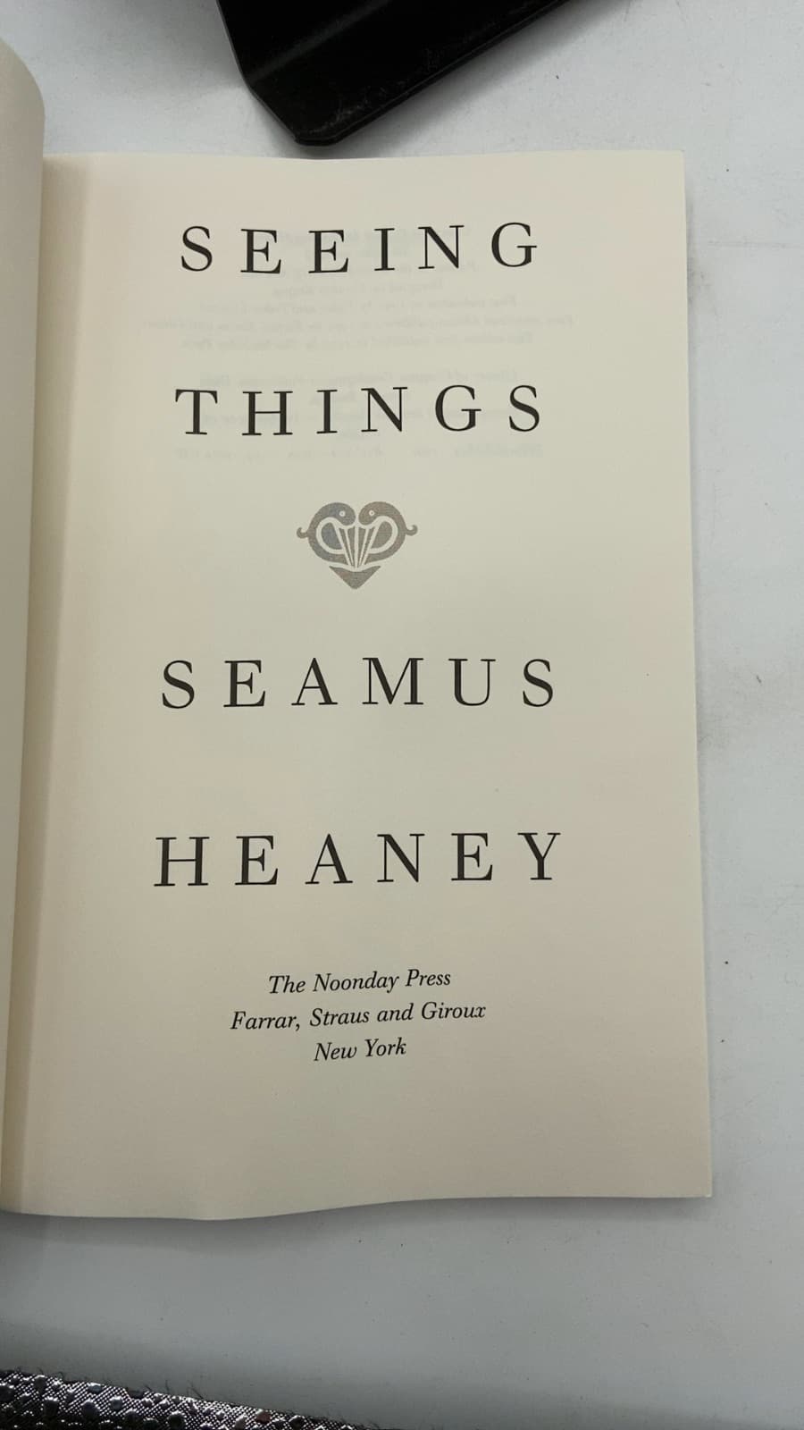 Seeing Things by Seamus Heaney - title page