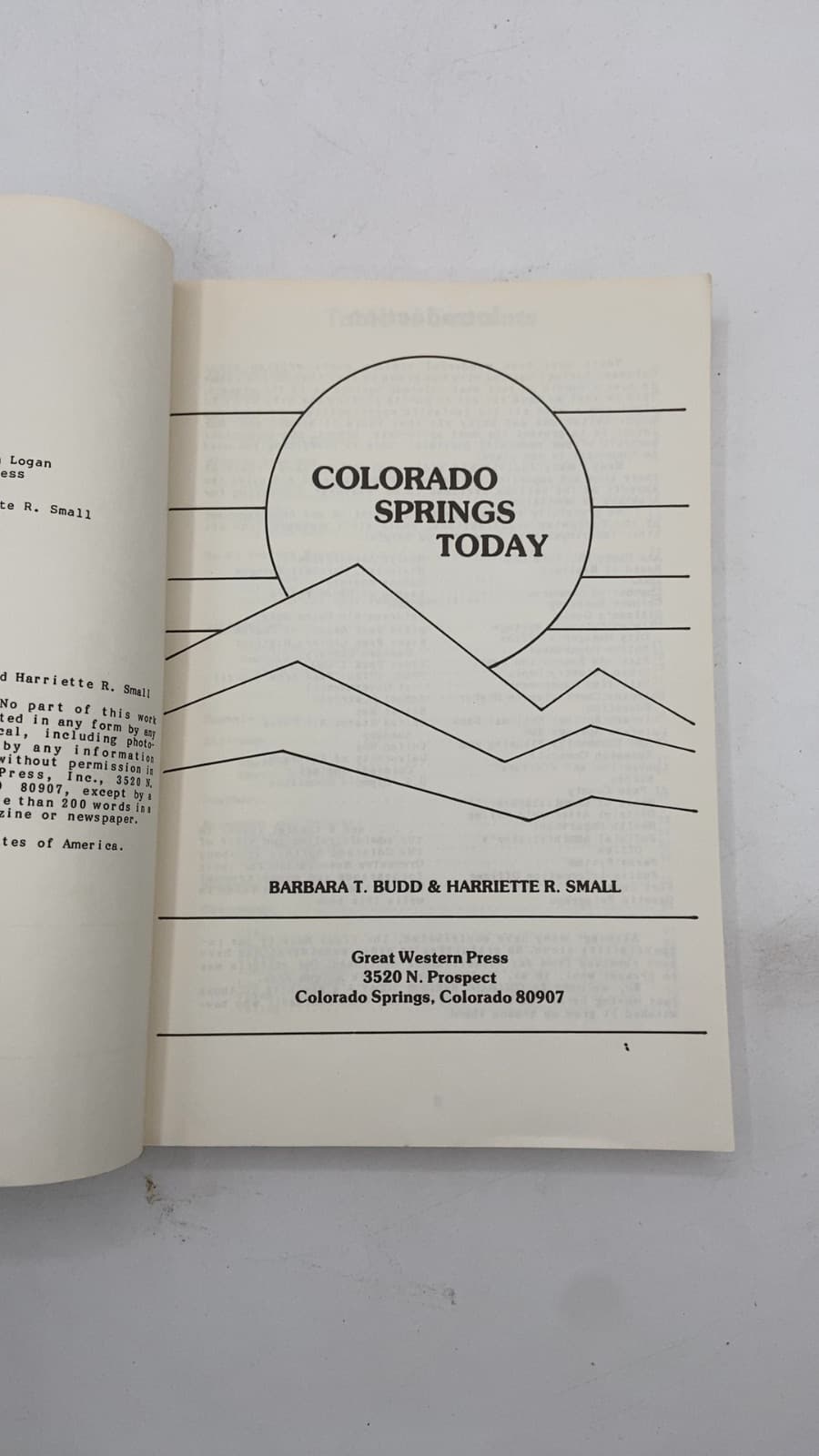 Colorado Springs Today by Barbara T. Budd & Harriette R. Small - title page