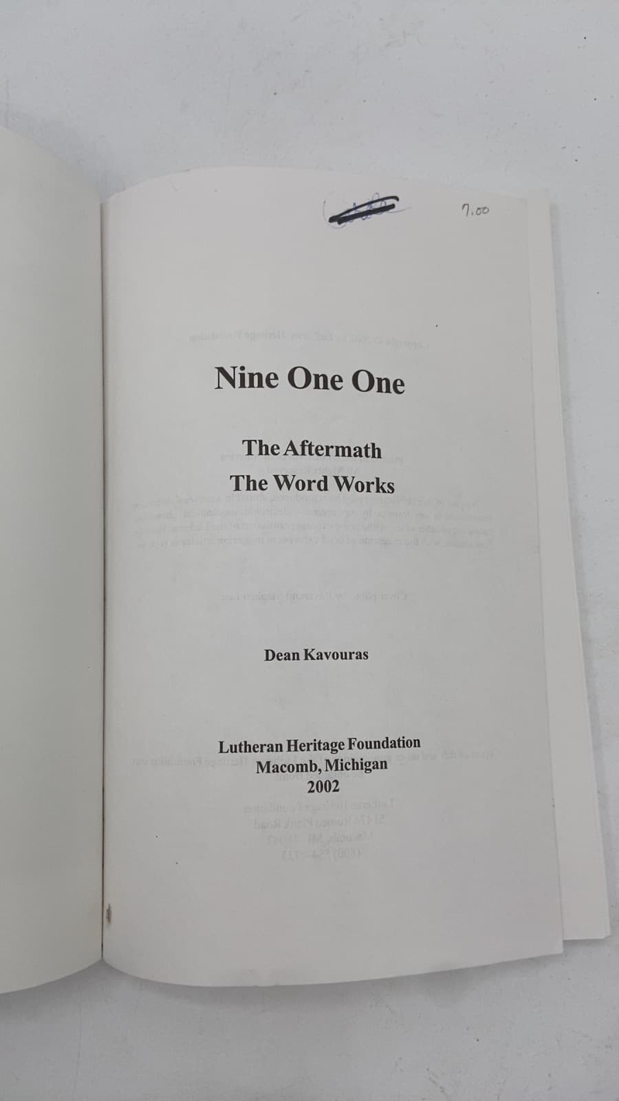 Nine One One: The Aftermath The Word Works by Dean Kavouras - title page