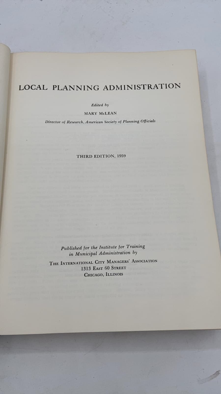 Local Planning Administration by Mary McLean - title page