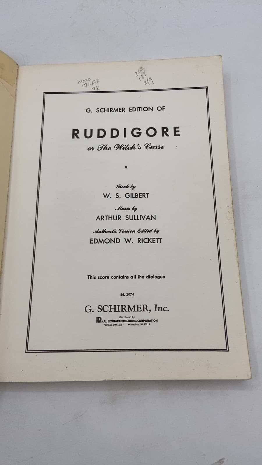 Ruddigore or The Witch's Curse by W. S. Gilbert - title page