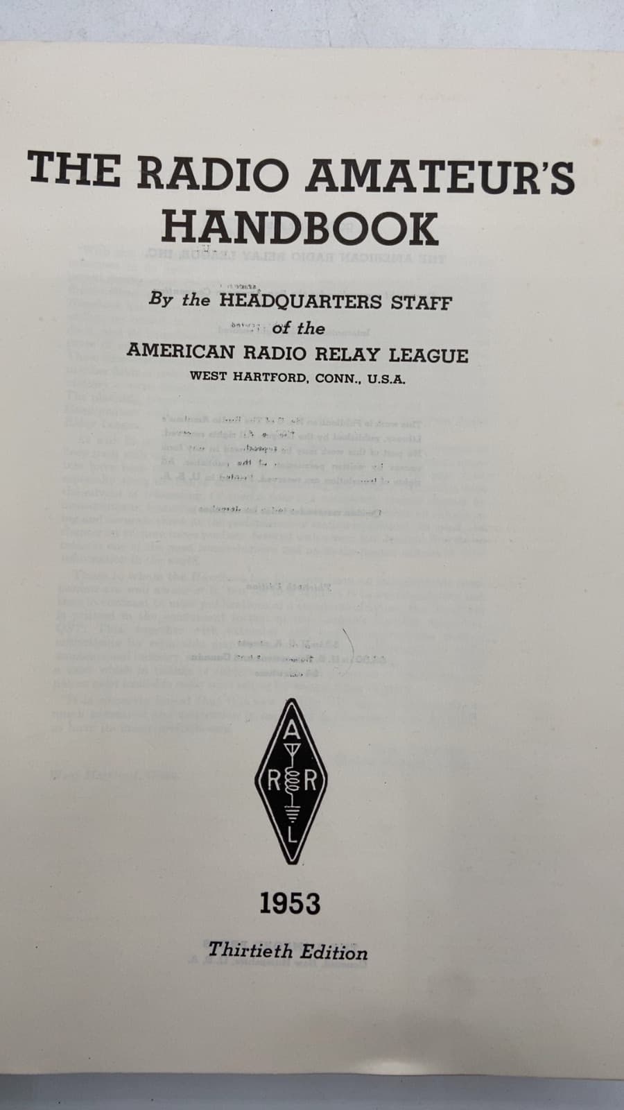 The Radio Amateur's Handbook by By the Headquarters Staff of the American Radio Relay League - title page