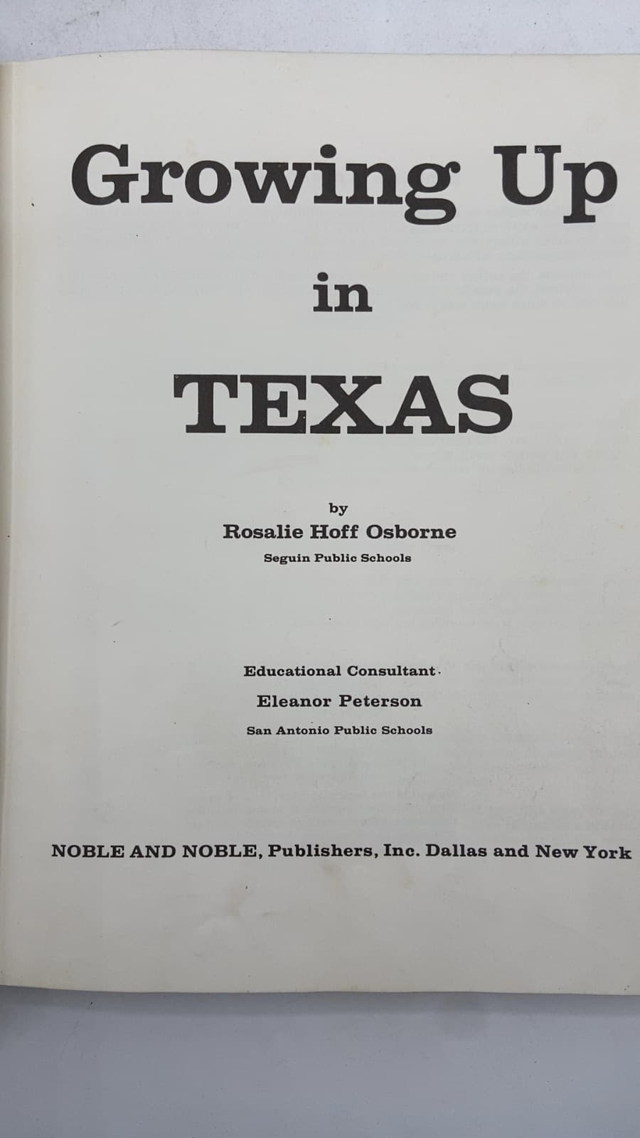 Growing Up in Texas by Rosalie Hoff Osborne - title page