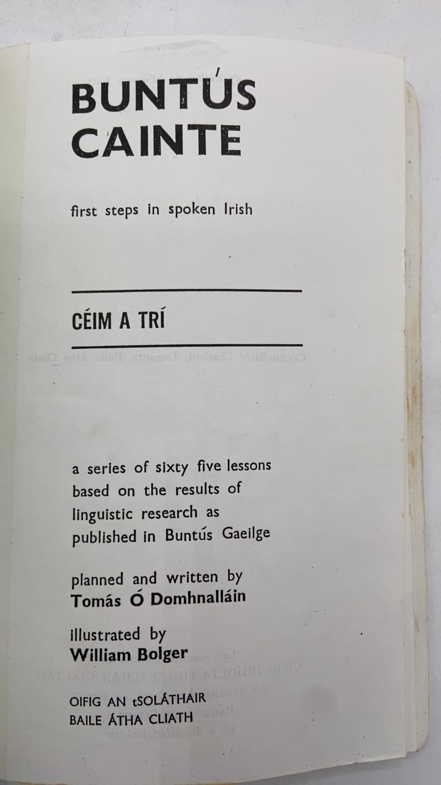Buntús Cainte by Tomás Ó Domhnalláin - title page