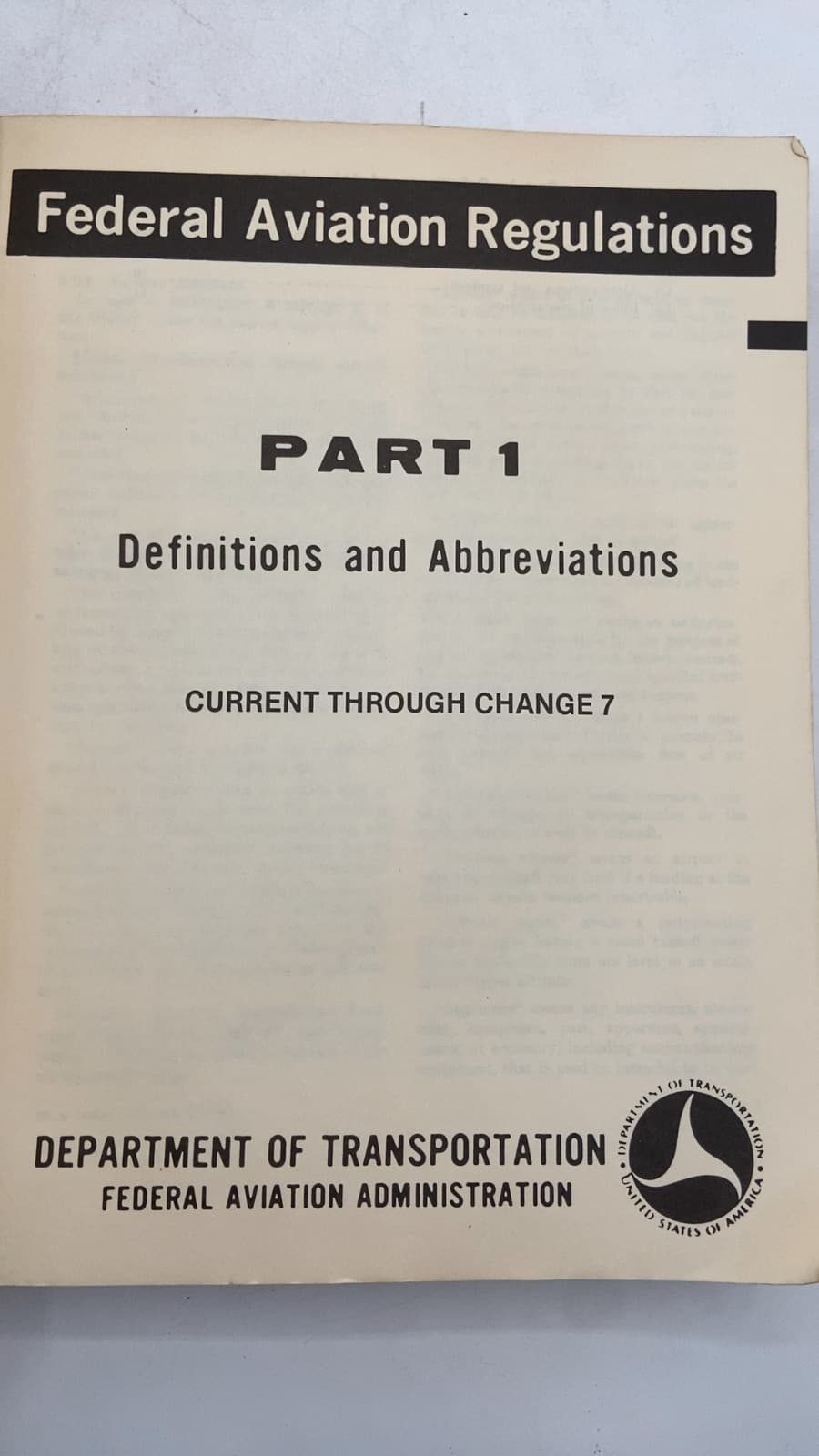 Federal Aviation Regulations - title page