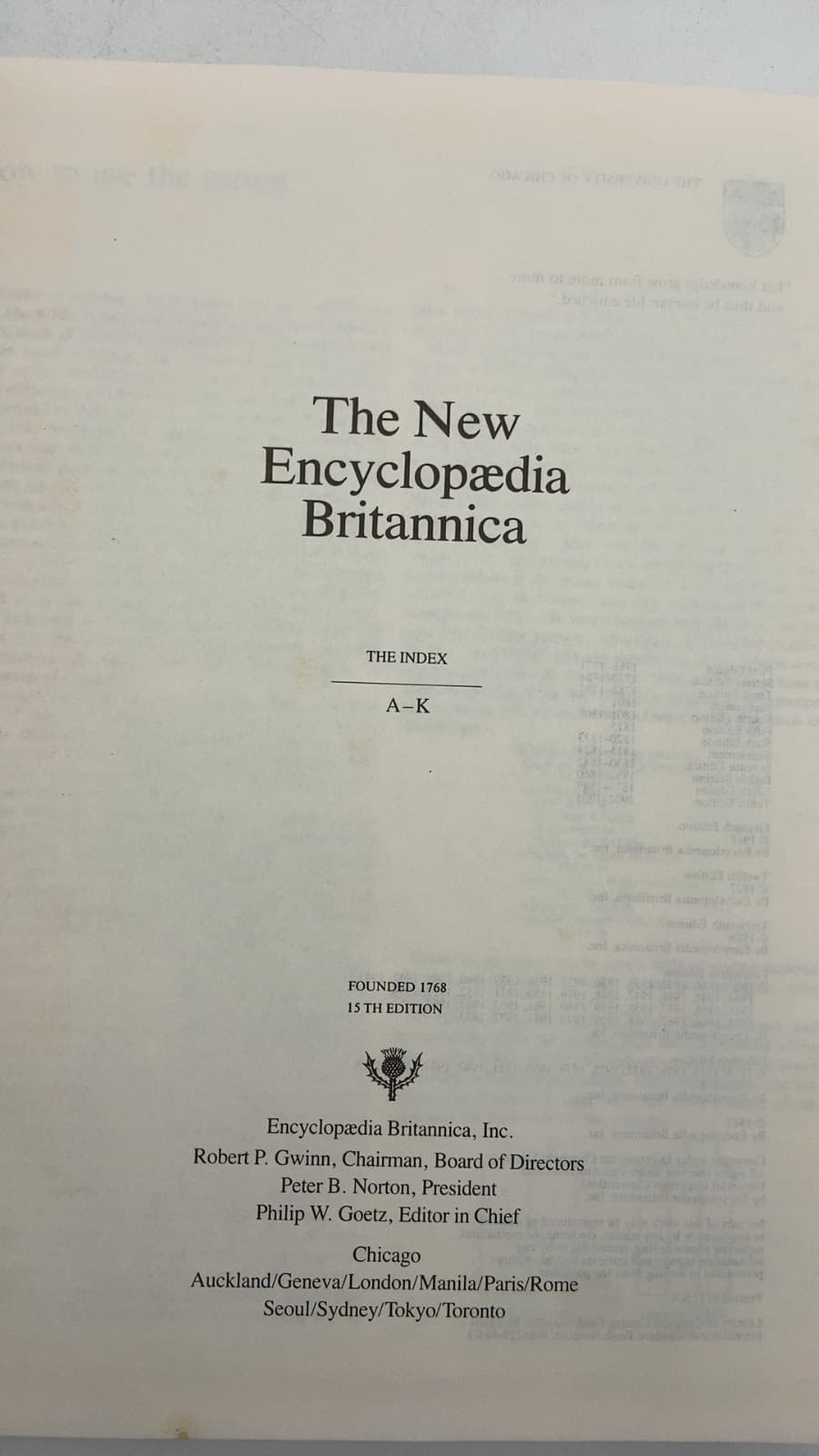 The New Encyclopaedia Britannica: The Index A-K - title page