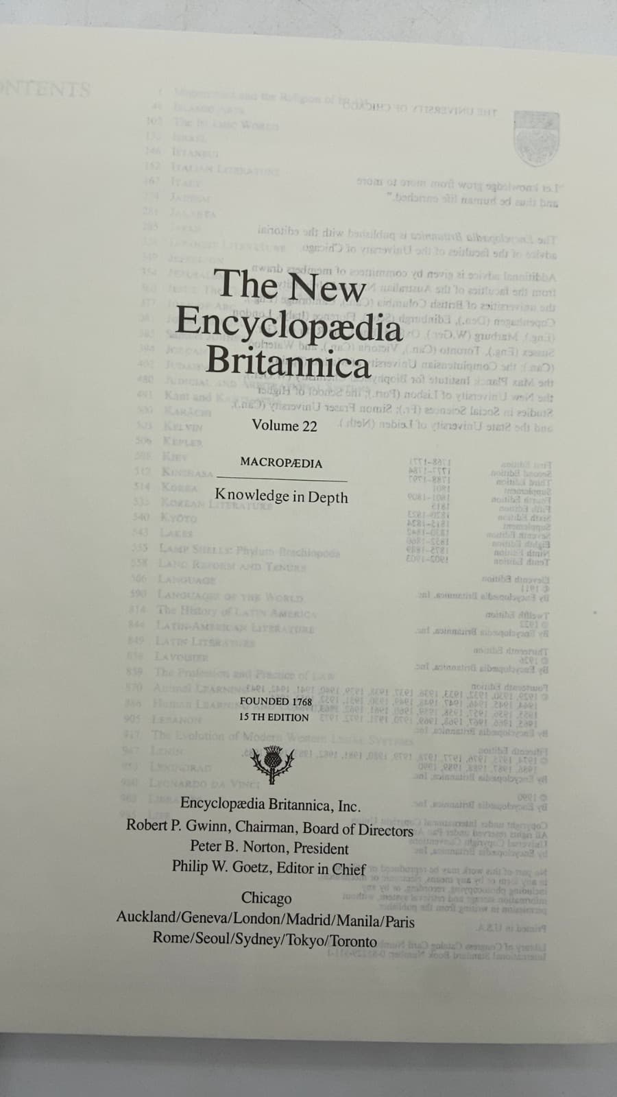The New Encyclopaedia Britannica Index - title page