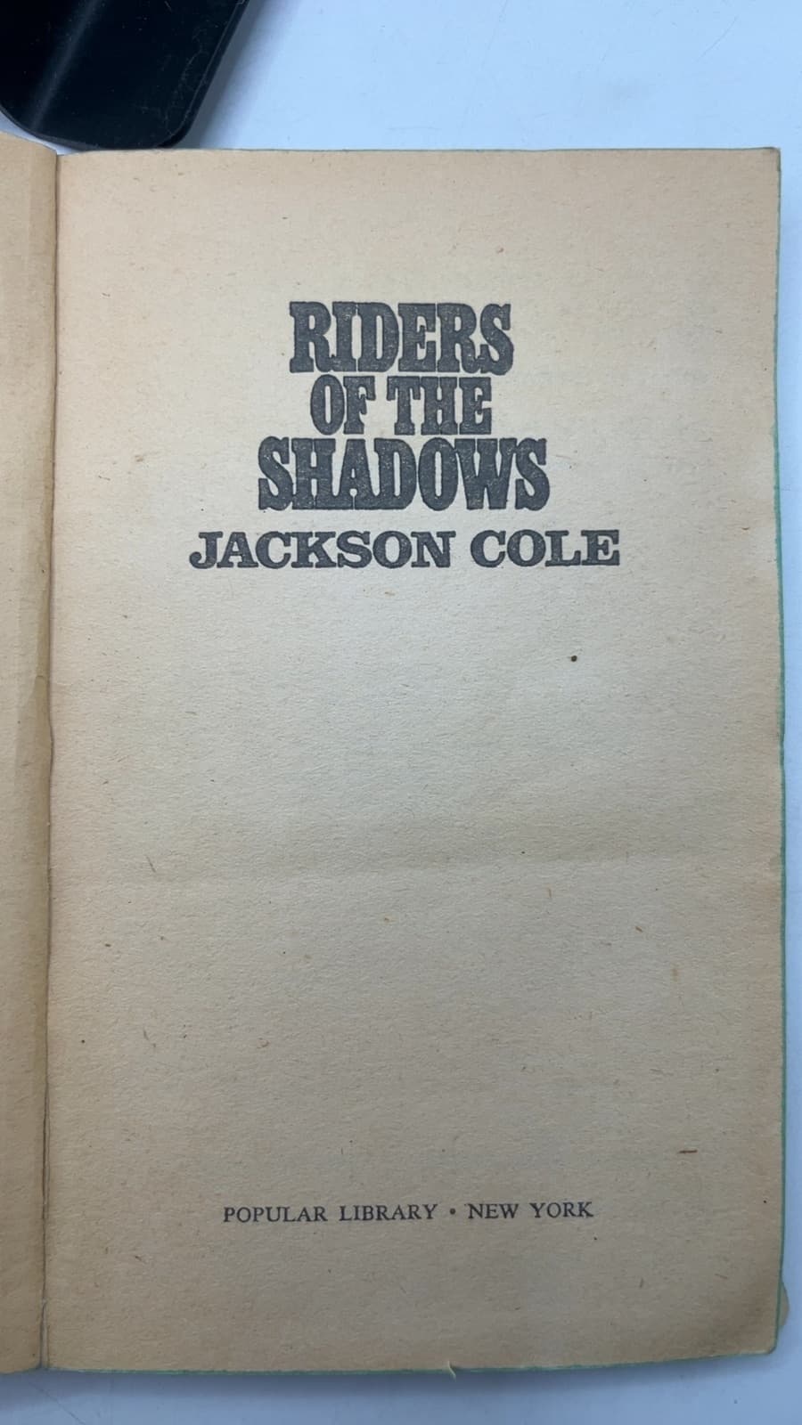 Riders of the Shadows by Jackson Cole - title page