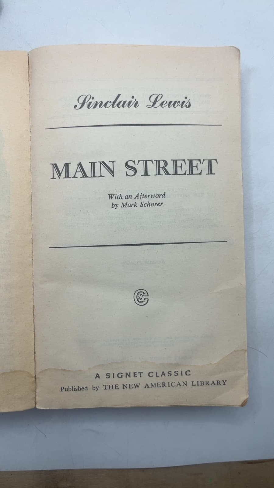 Main Street by Sinclair Lewis - title page