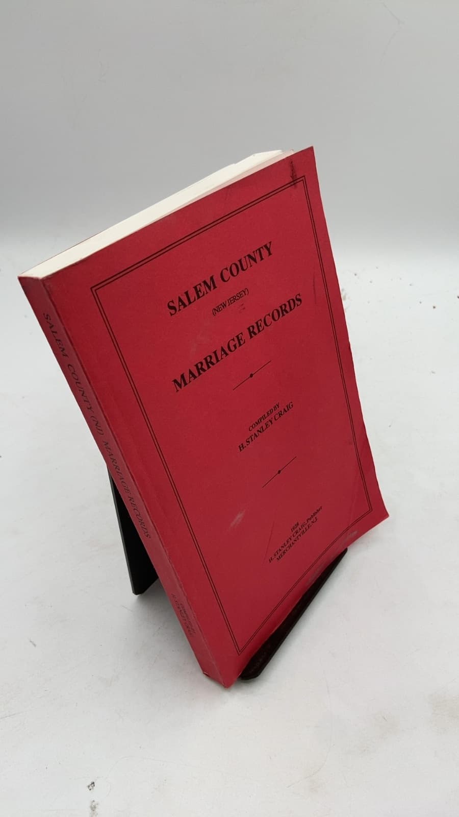 Salem County (new Jersey) Marriage Records by H. Stanley Craig - front cover