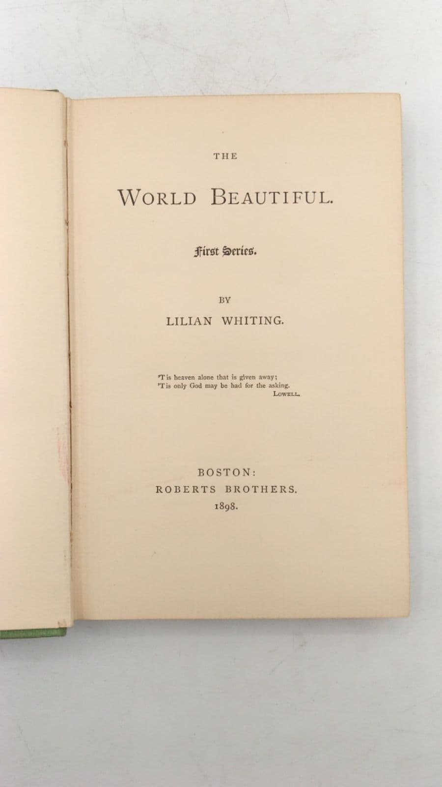 The World Beautiful. First Series. by Lilian Whiting - title page