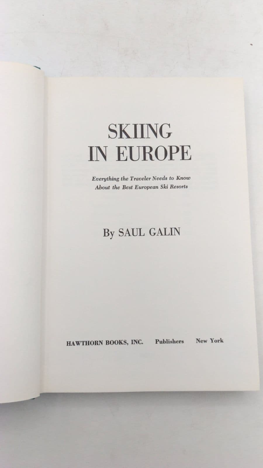 Skiing IN Europe by Saul Galin - title page