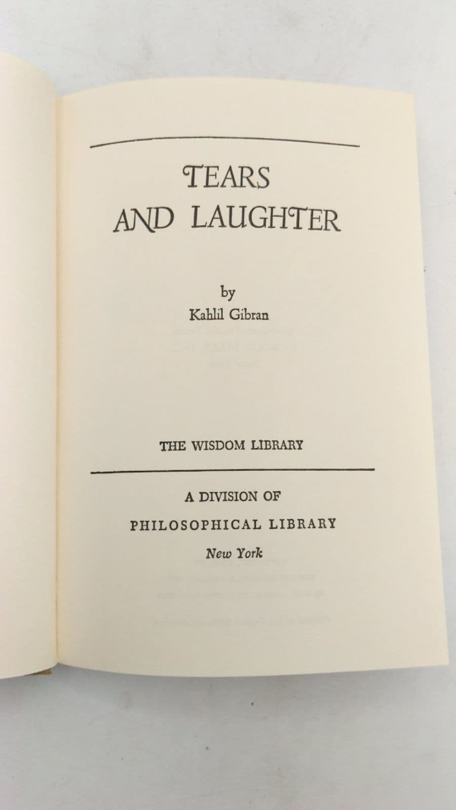 Tears AND Laughter by Kahlil Gibran - title page