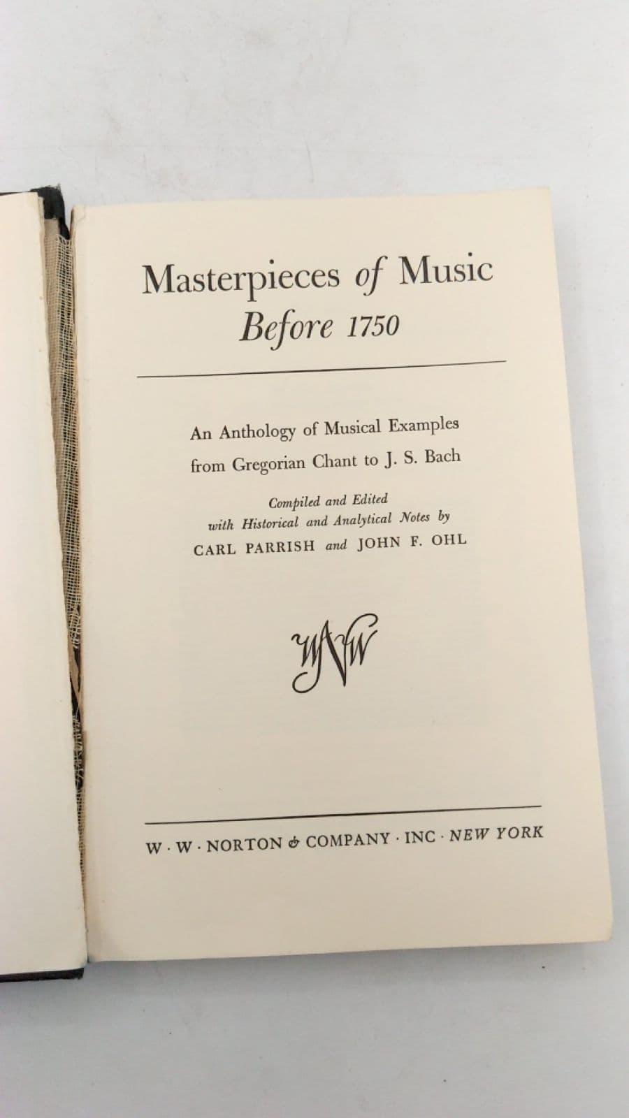 Masterpieces of Music Before 1750 by Carl Parrish and John F. Ohl - title page