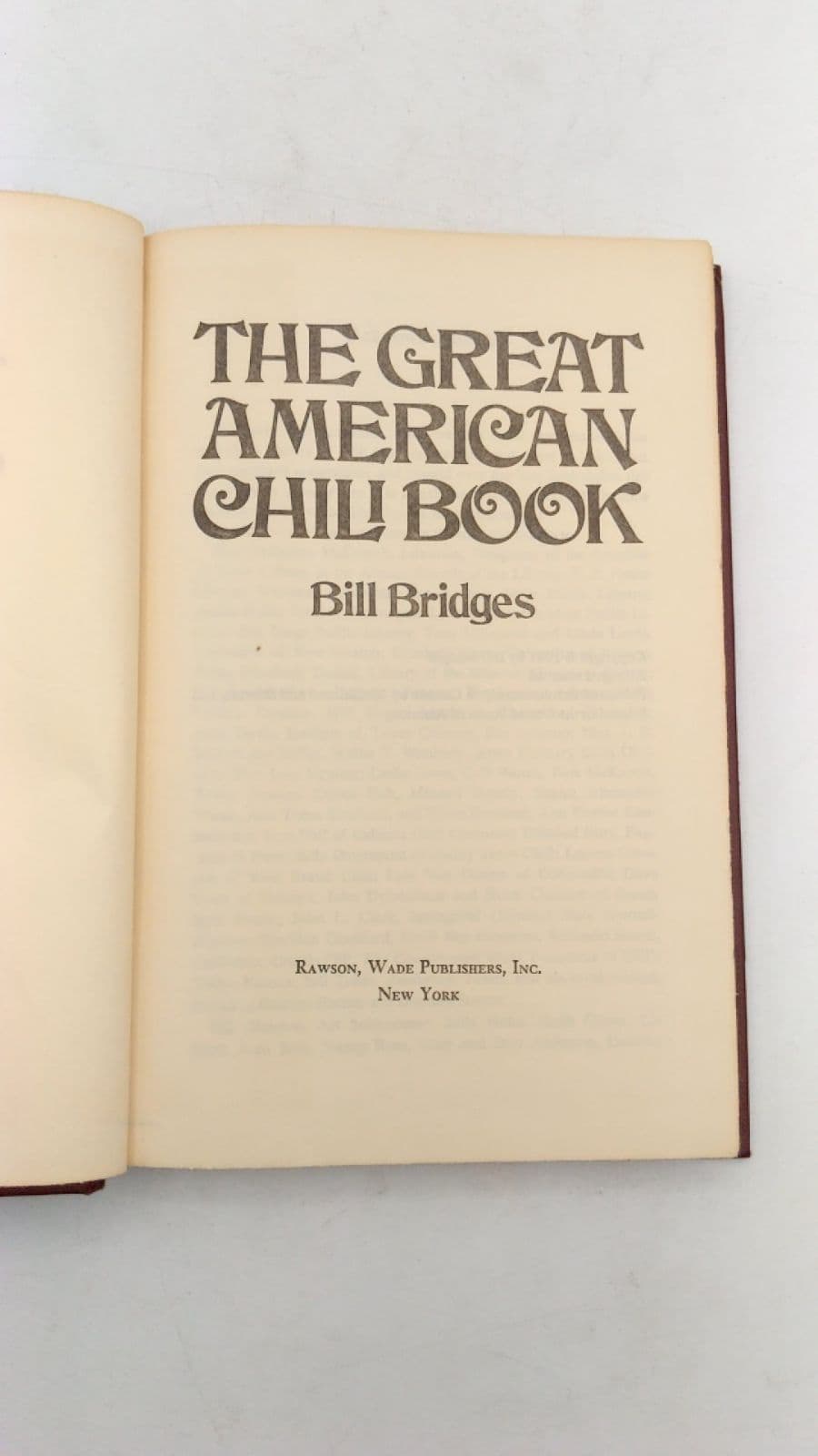 THE Great American Chili Book by Bill Bridges - title page