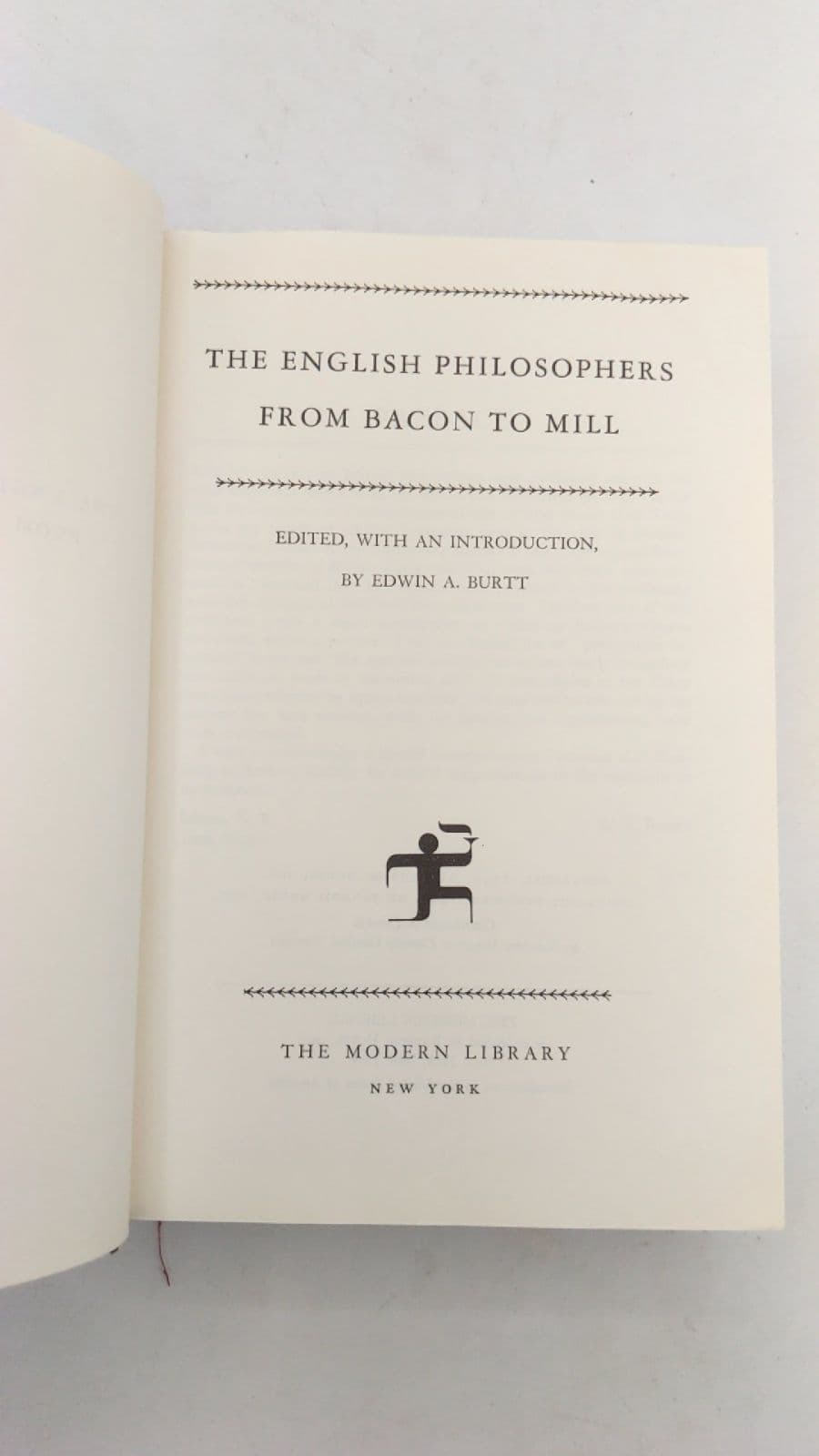 The English Philosophers from Bacon to Mill by Edwin A. Burtt (Editor) - title page