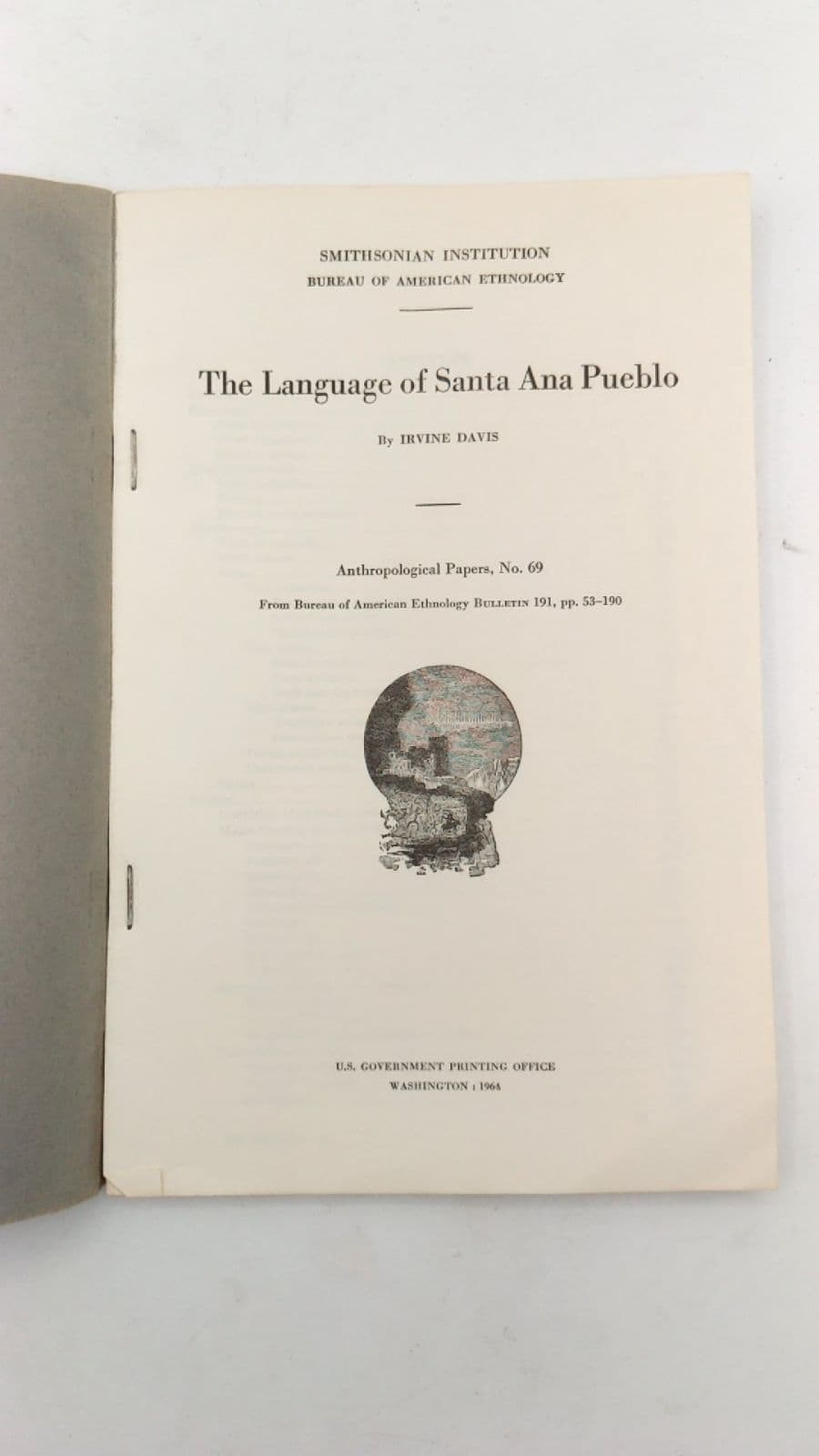 The Language of Santa Ana Pueblo by Irvine Davis - title page