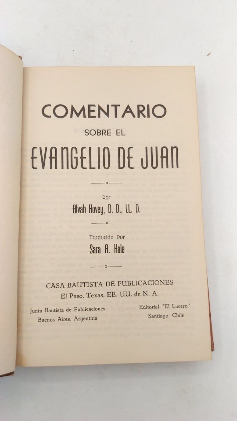 Comentario sobre el Evangelio de Juan by Alvah Hovey, D.D., LL.D. - title page