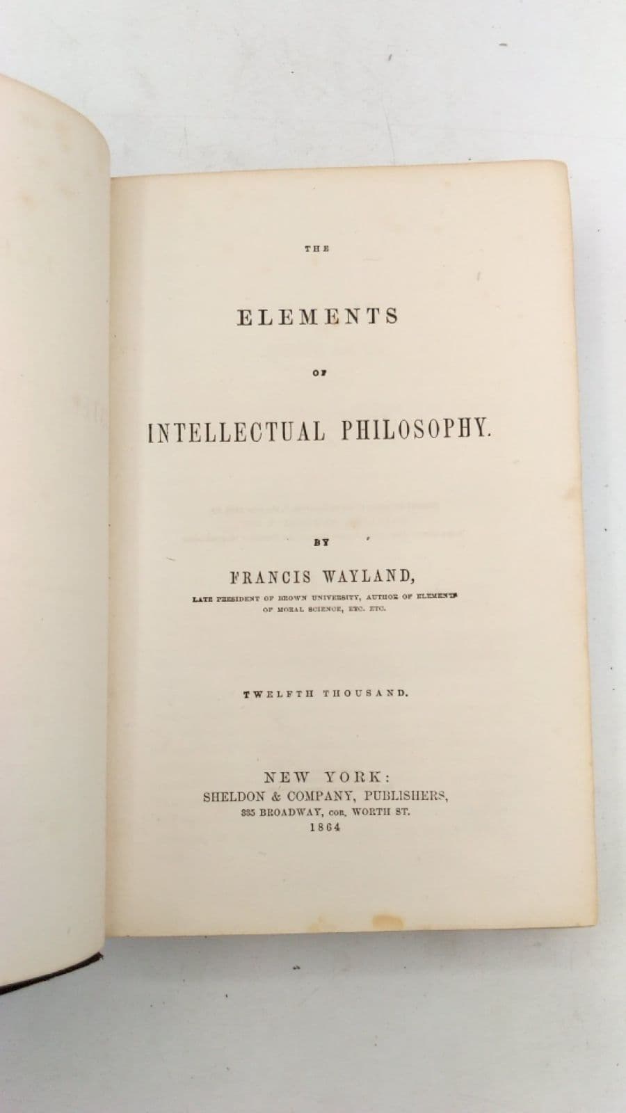 The Elements of Intellectual Philosophy by Francis Wayland - title page