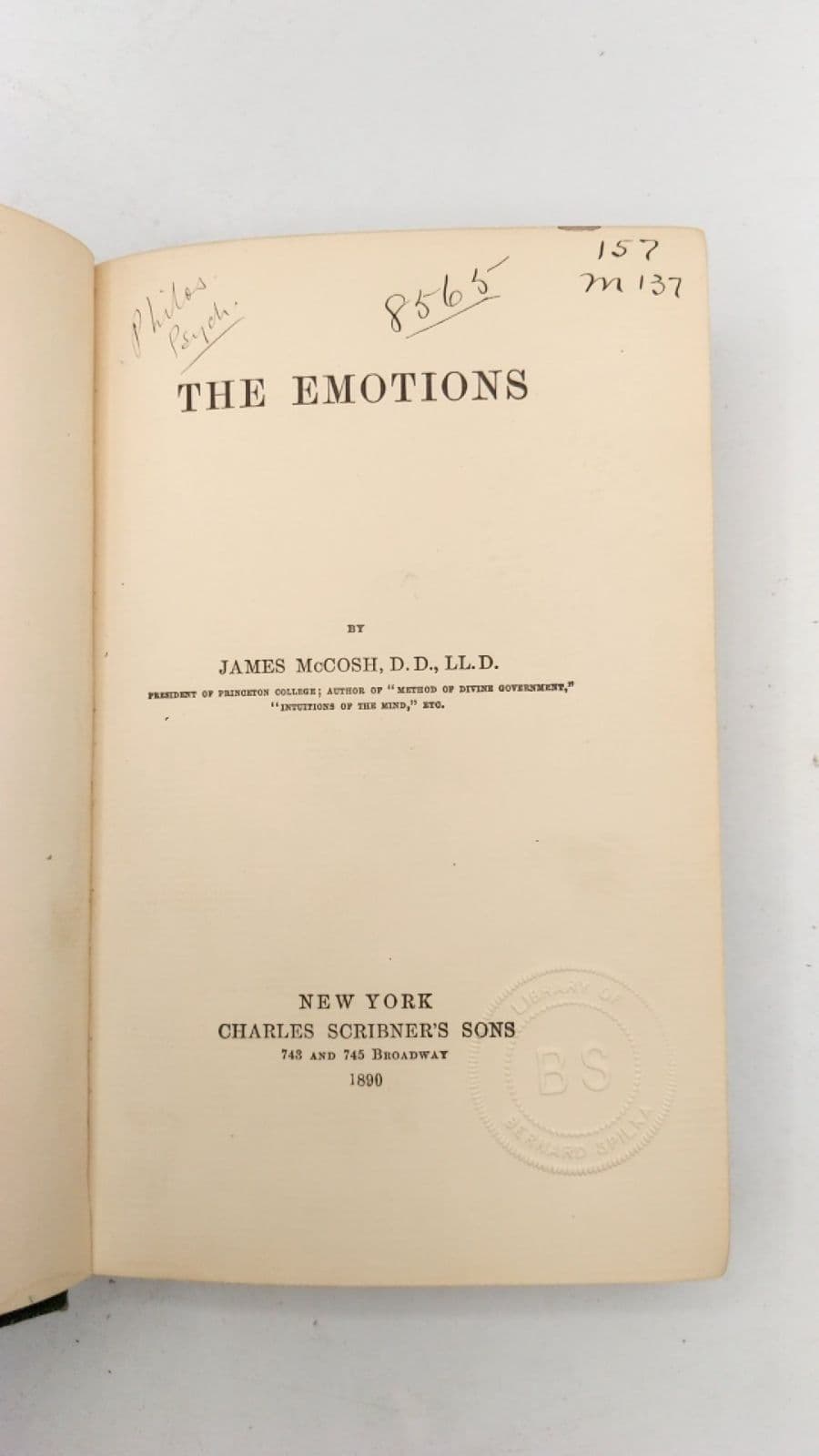 The Emotions by James McCosh, D.D., LL.D. - title page