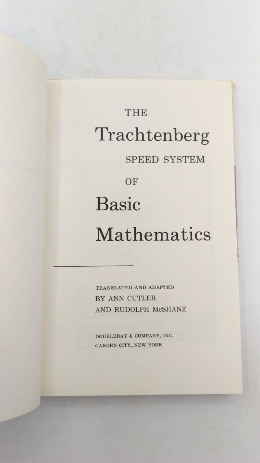 The Trachtenberg Speed System of Basic Mathematics by Ann Cutler and Rudolph McShane - title page