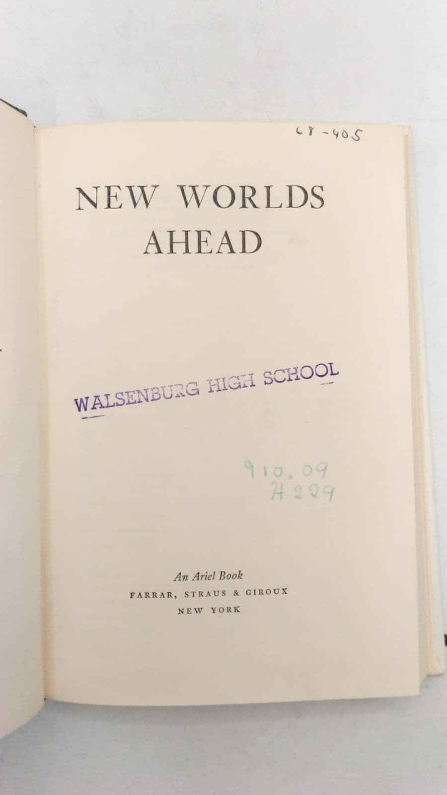 NEW Worlds Ahead by John Hampden - title page