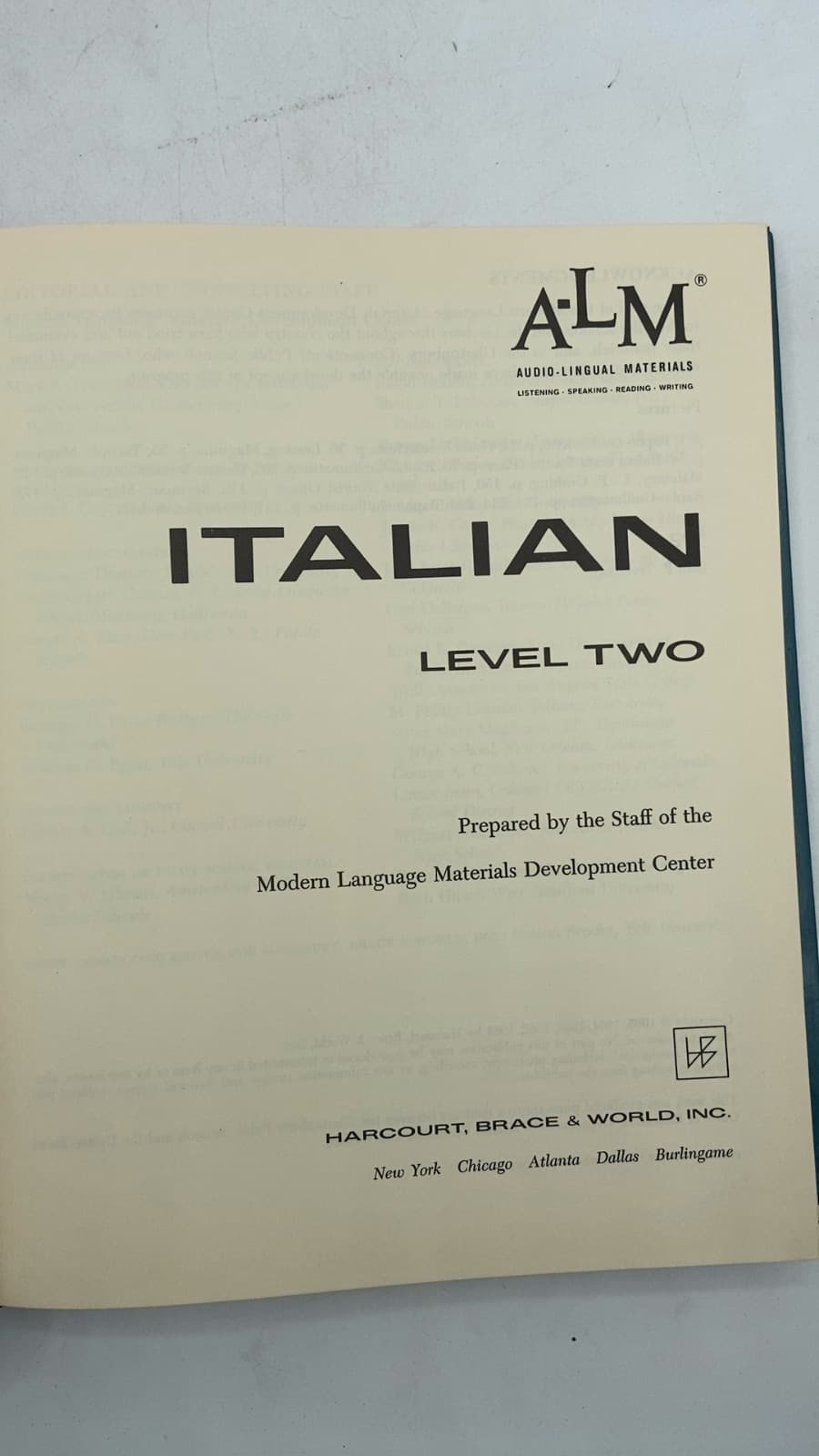 Italian Level TWO by Modern Language Materials Development Center - title page