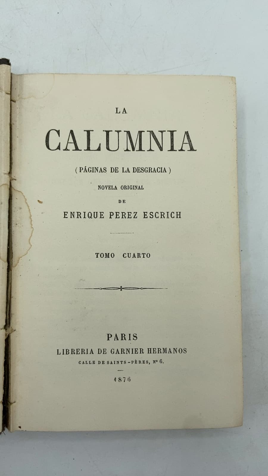 La Calumnia (Páginas de la Desgracia) by Enrique Perez Escrich - title page