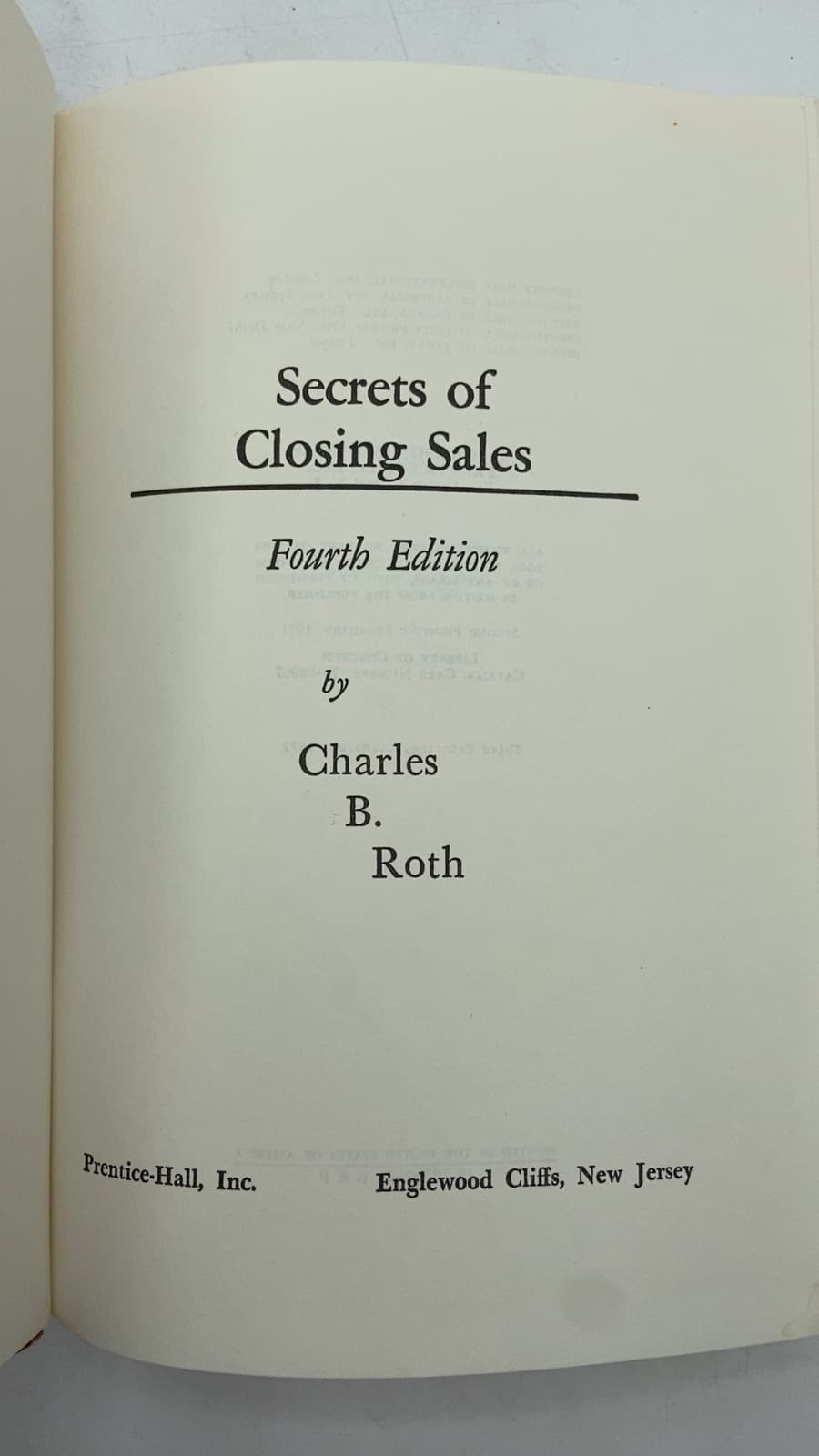 Secrets of Closing Sales by Charles B. Roth - title page