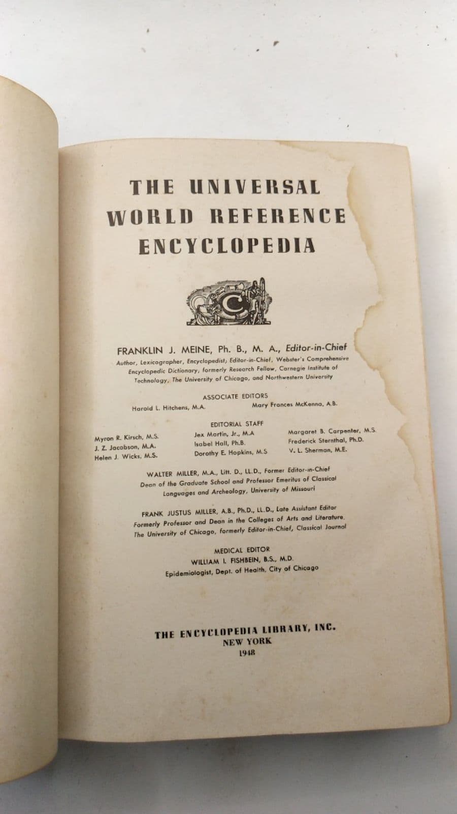 THE Universal World Reference Encyclopedia by Franklin J. Meine - title page