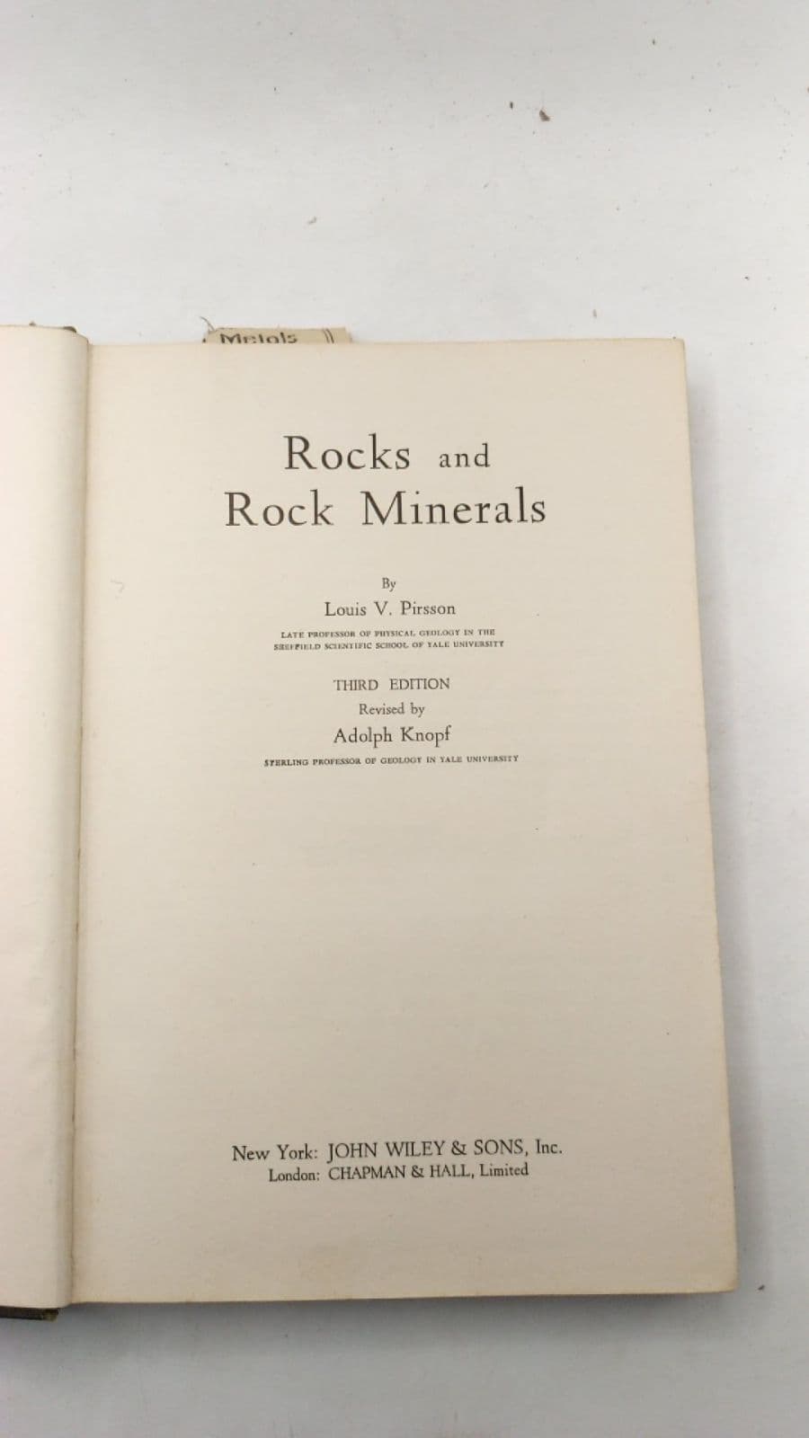 Rocks and Rock Minerals by Louis V. Pirsson - title page